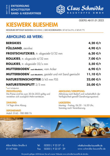 Kieswerk Bliesheim - Schmidke Baustoffe